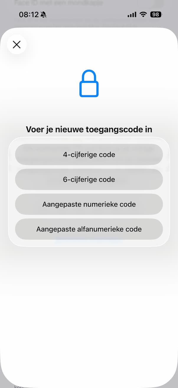 alfanumerieke code instellen