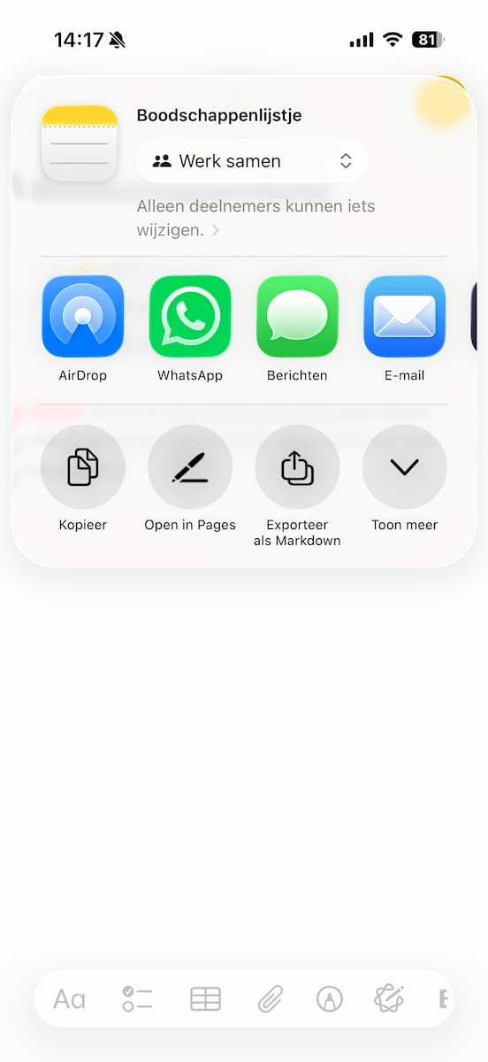 Instructiefoto: Deel je boodschappenlĳst