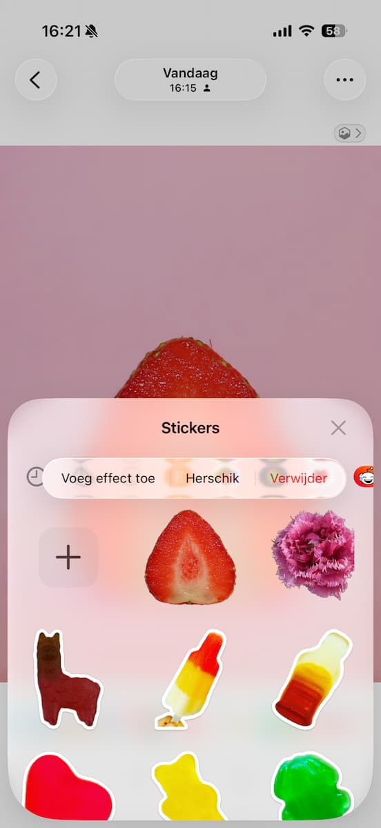 Instructiefoto: Stickermenu