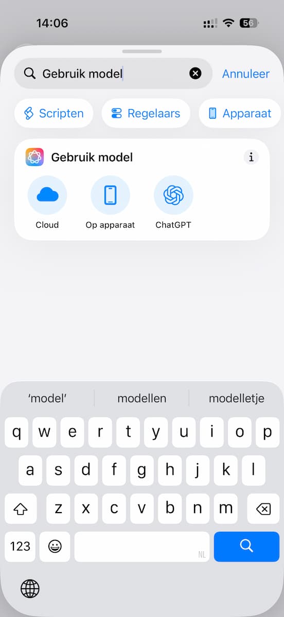 Instructiefoto: Gebruik model