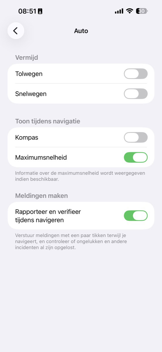 Instellingen van Apple Kaarten