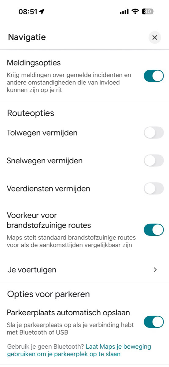 Instellingen van Google Maps