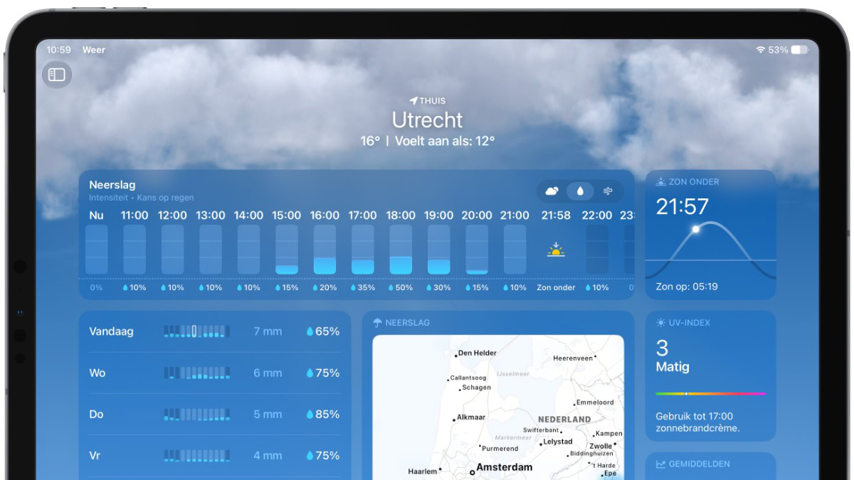 iPadOS 27 Weer app