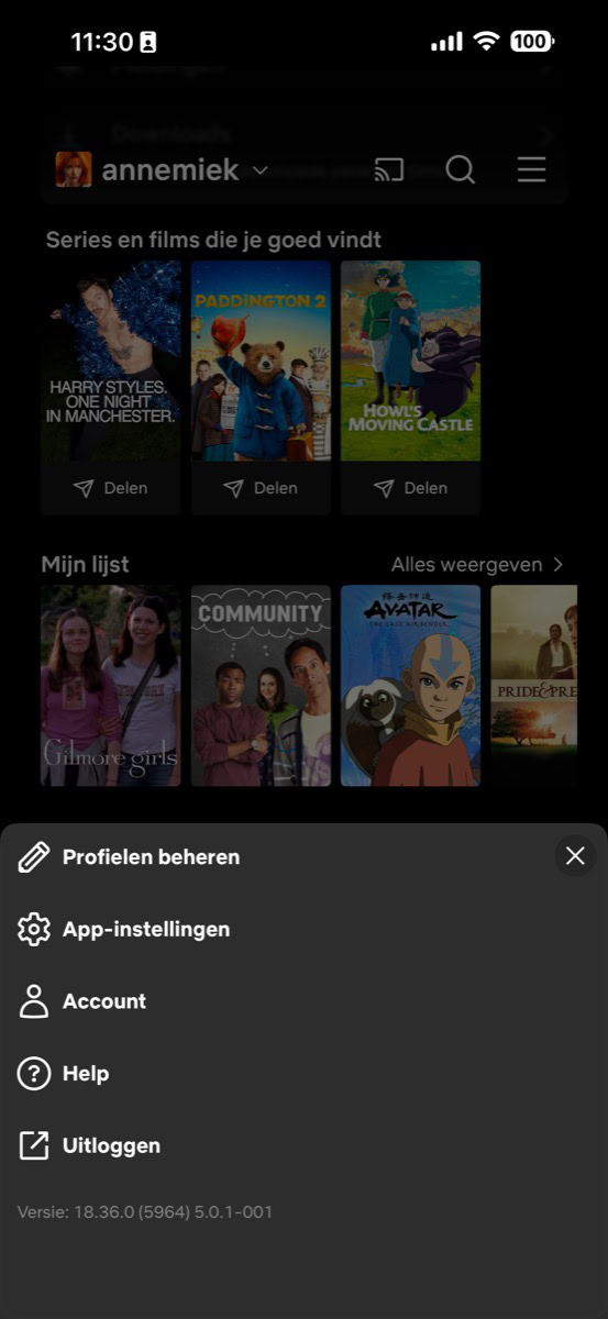 'Profielen beheren' bij Netflix