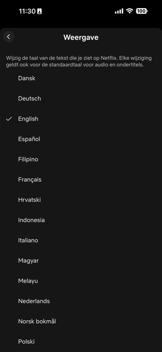 Taalinstellingen bij Netflix