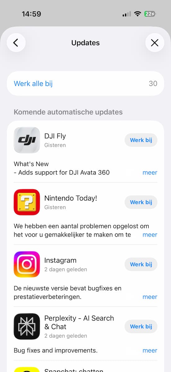 Instructiefoto: App updaten
