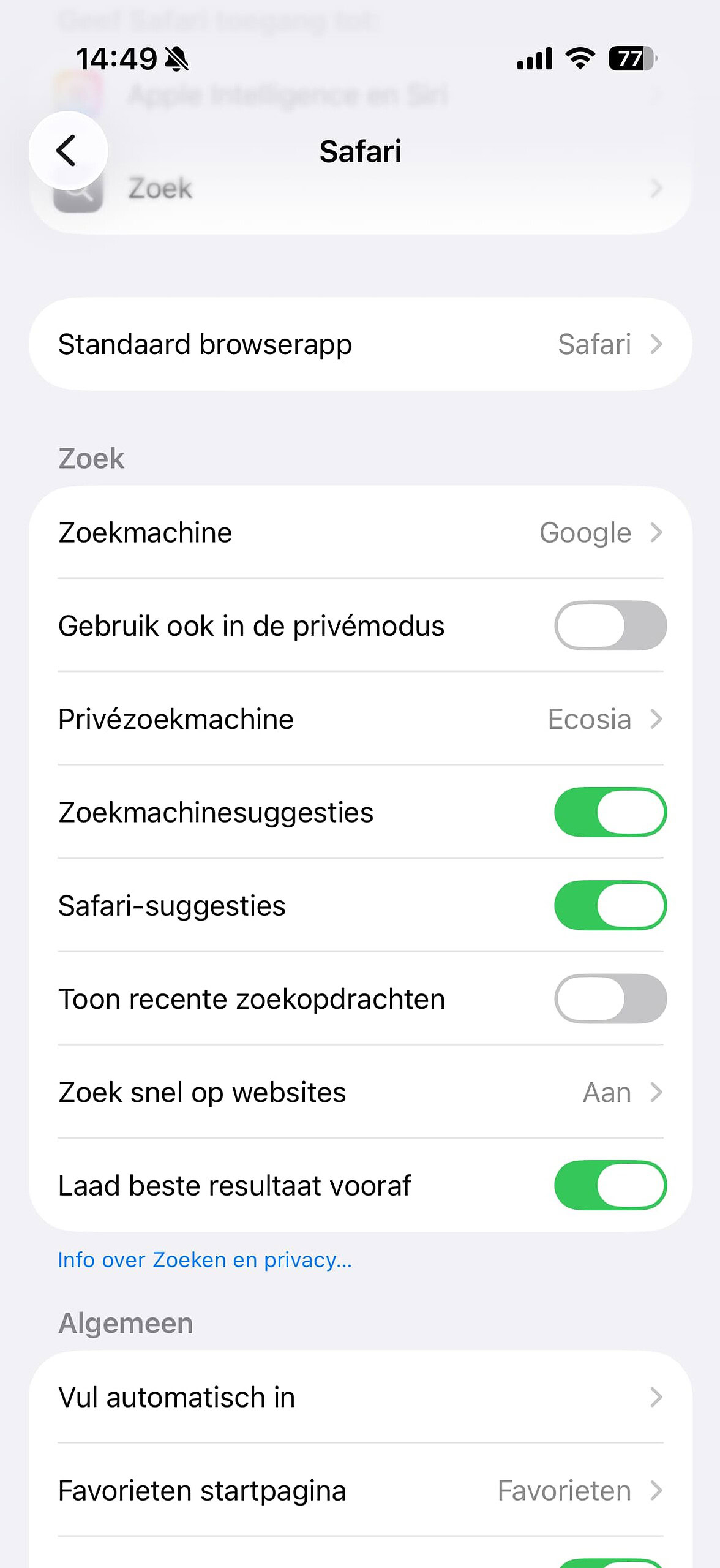 Toon geen recente zoekopdrachten
