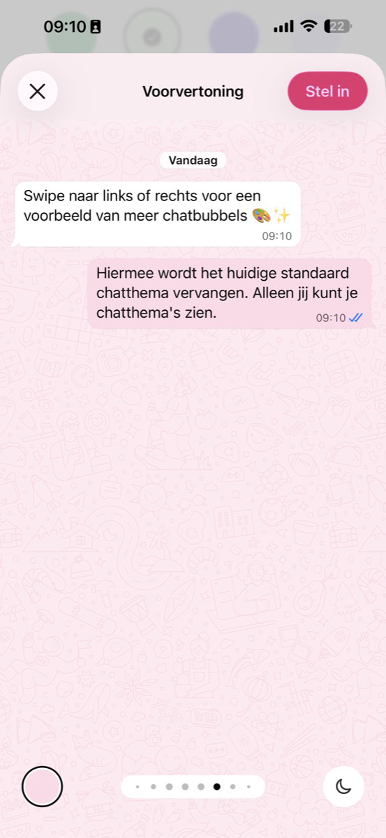 Voorvertoning roze chatbubbel WhatsApp