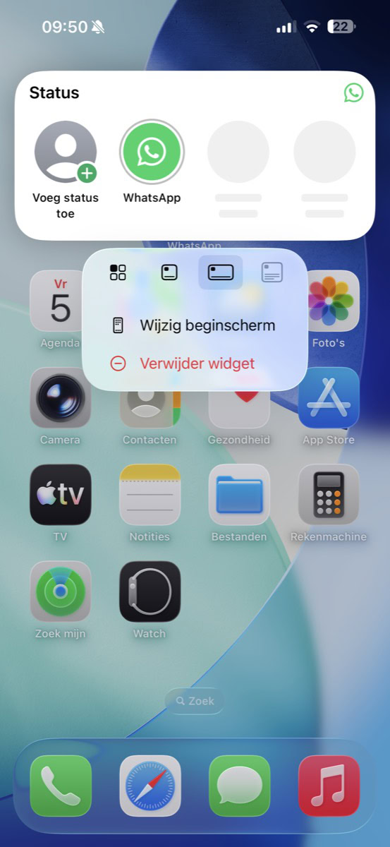 Verwijderen WhatsApp-widget