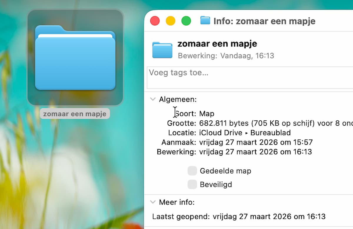 Instructiefoto: Open het infovenster van de map