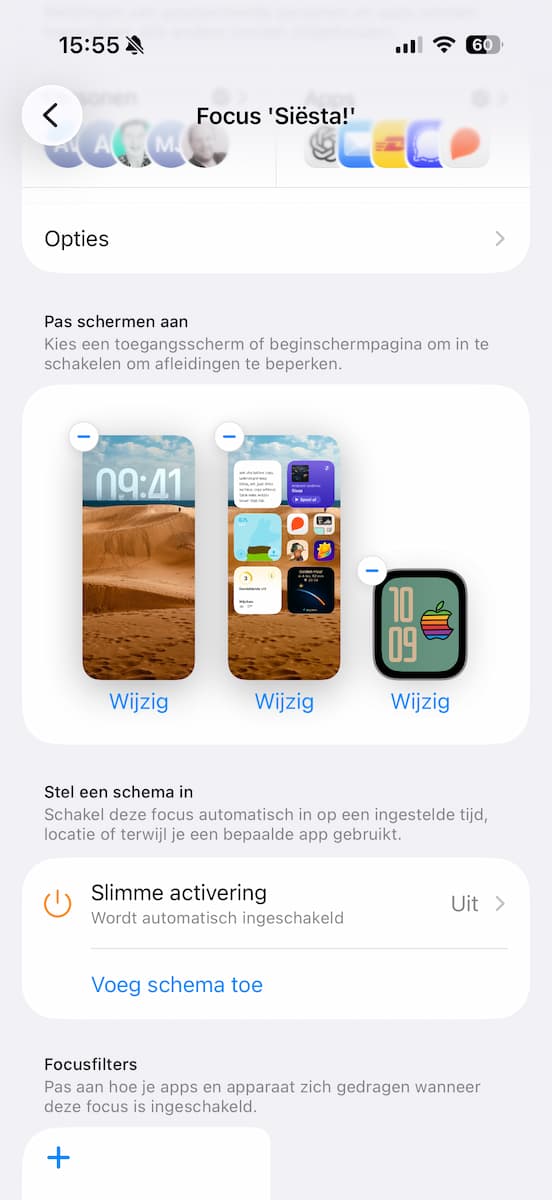 Instructiefoto: Pas schermen aan
