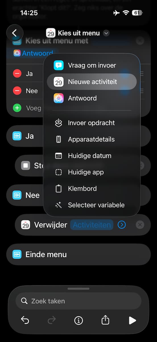 Instructiefoto: Verwĳder activiteit