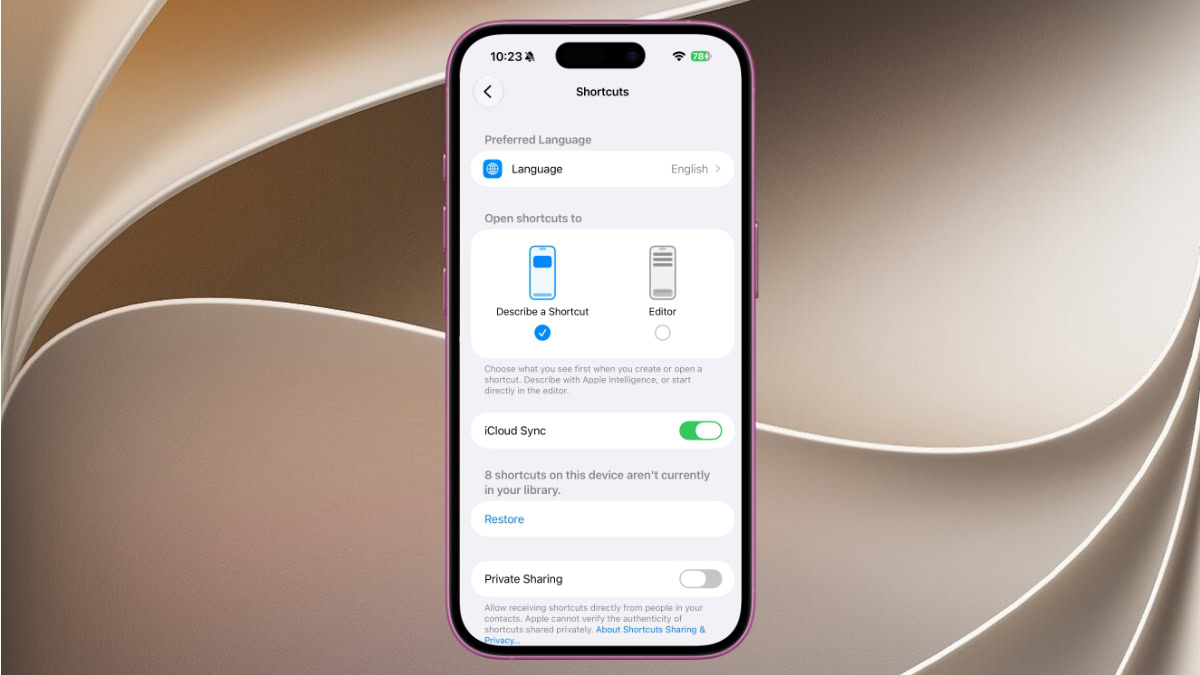 instellingen voor Opdrachten in iOS 27