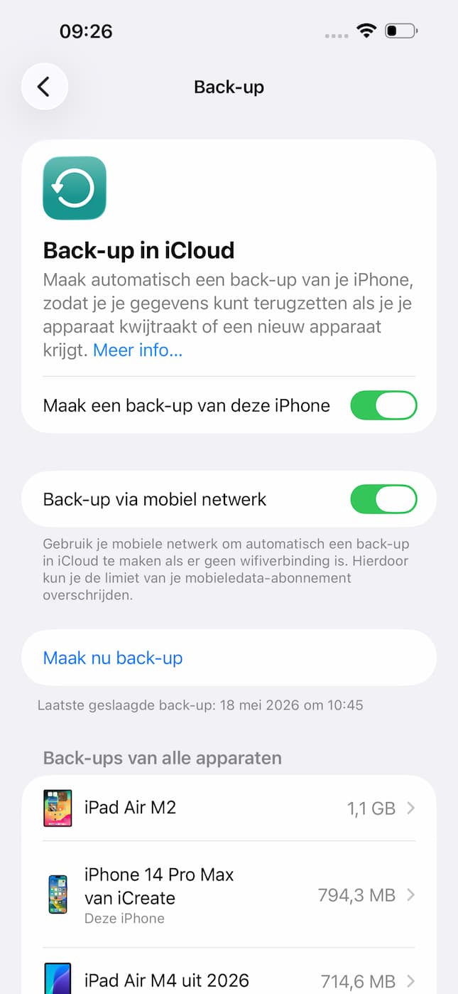 Maak een backup