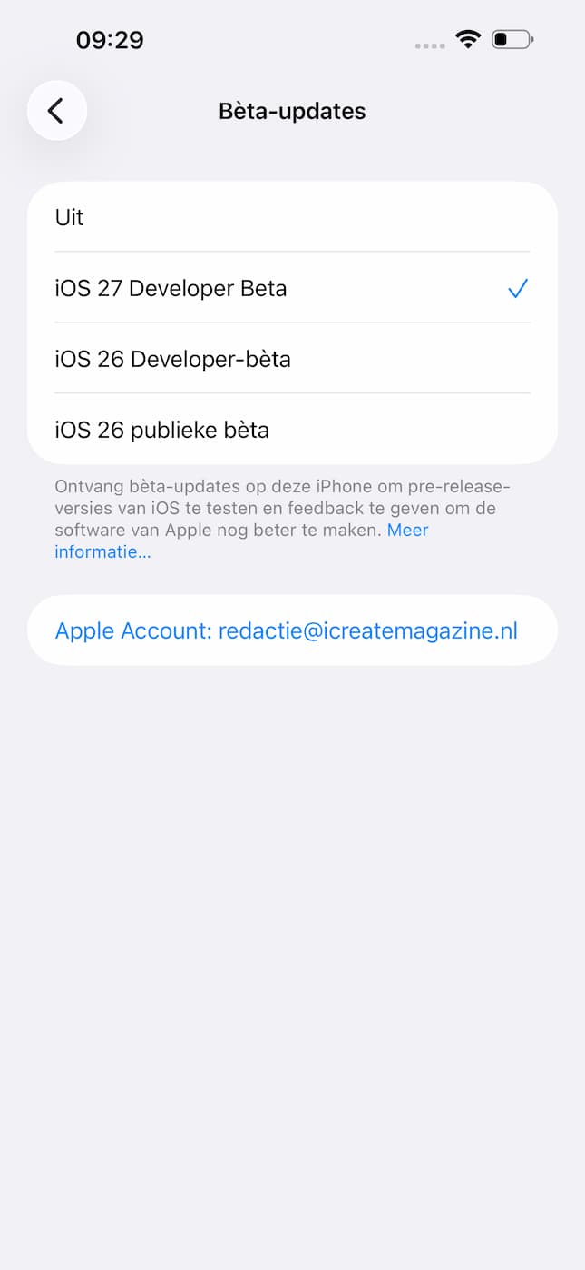 Installeer de beta