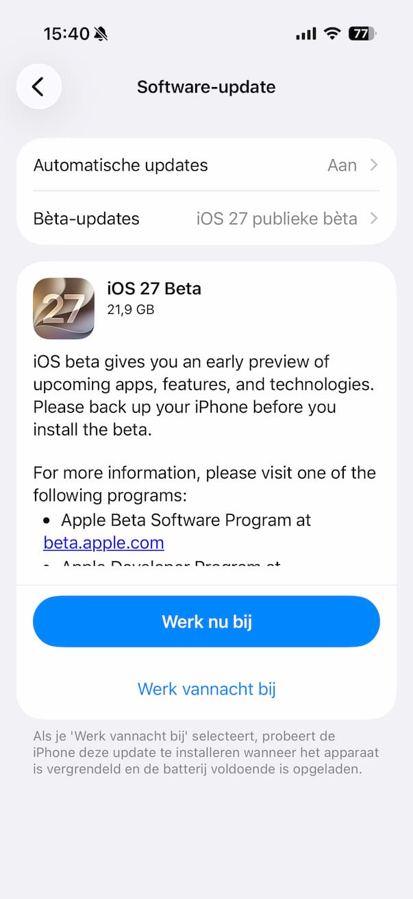 iOS 27 beta