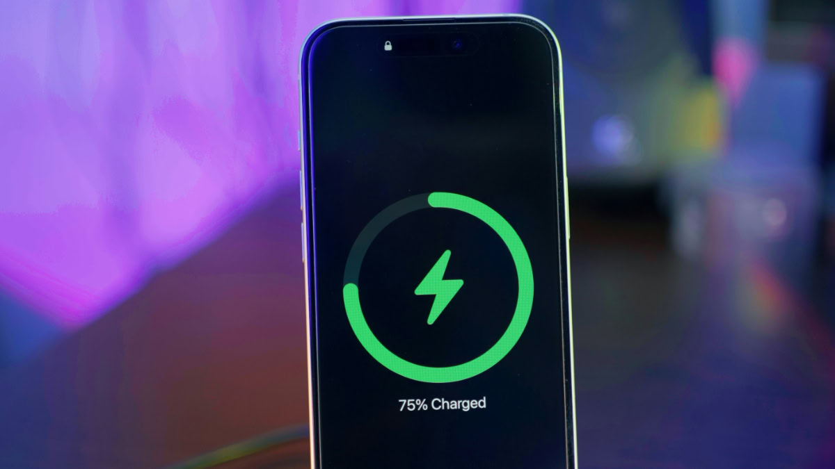 iPhone met scherm '75% charged'
