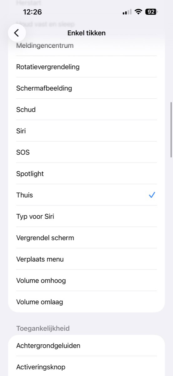 Thuis in opties voor thuisknop