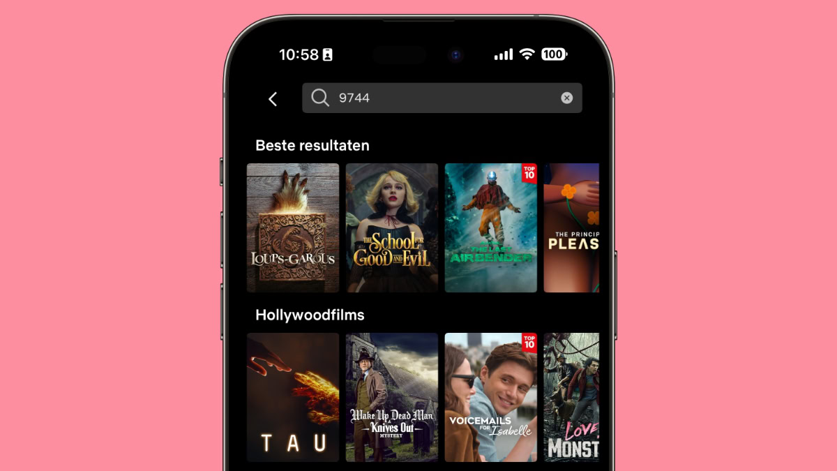 Netflix aanbod met code 9744