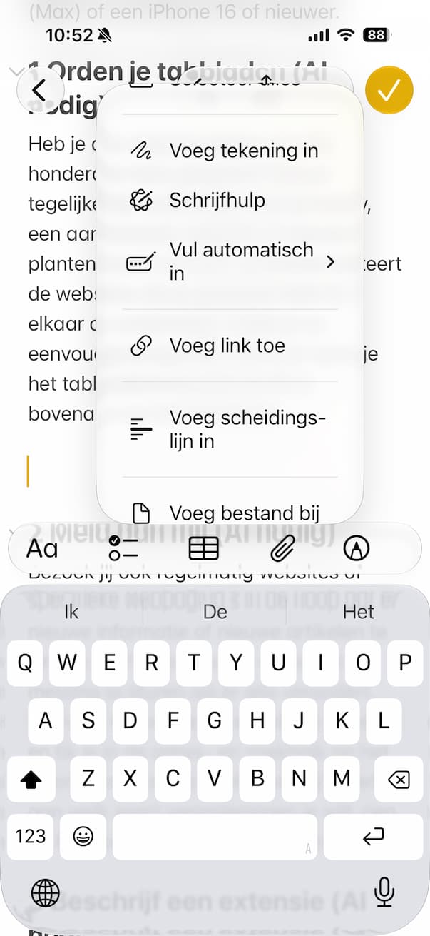 Instructiefoto: Toevoegen via menu