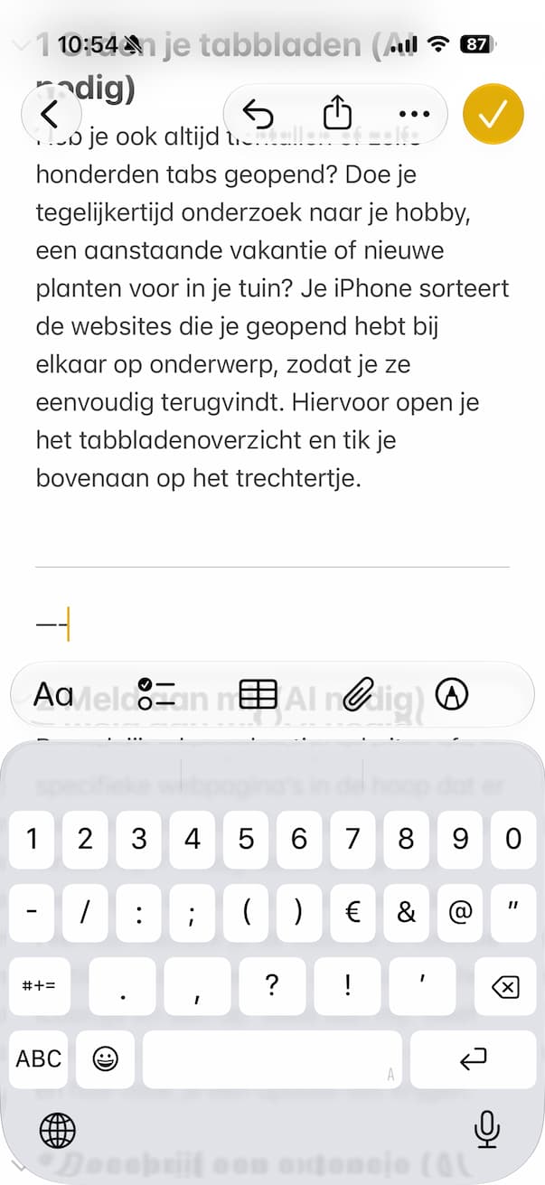 Instructiefoto: Of met een sneltoets