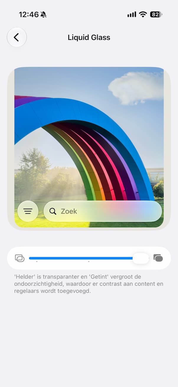 Liquid Glass aanpassen