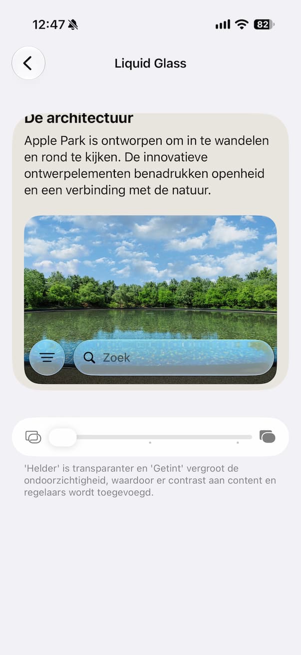 Liquid Glass aanpassen