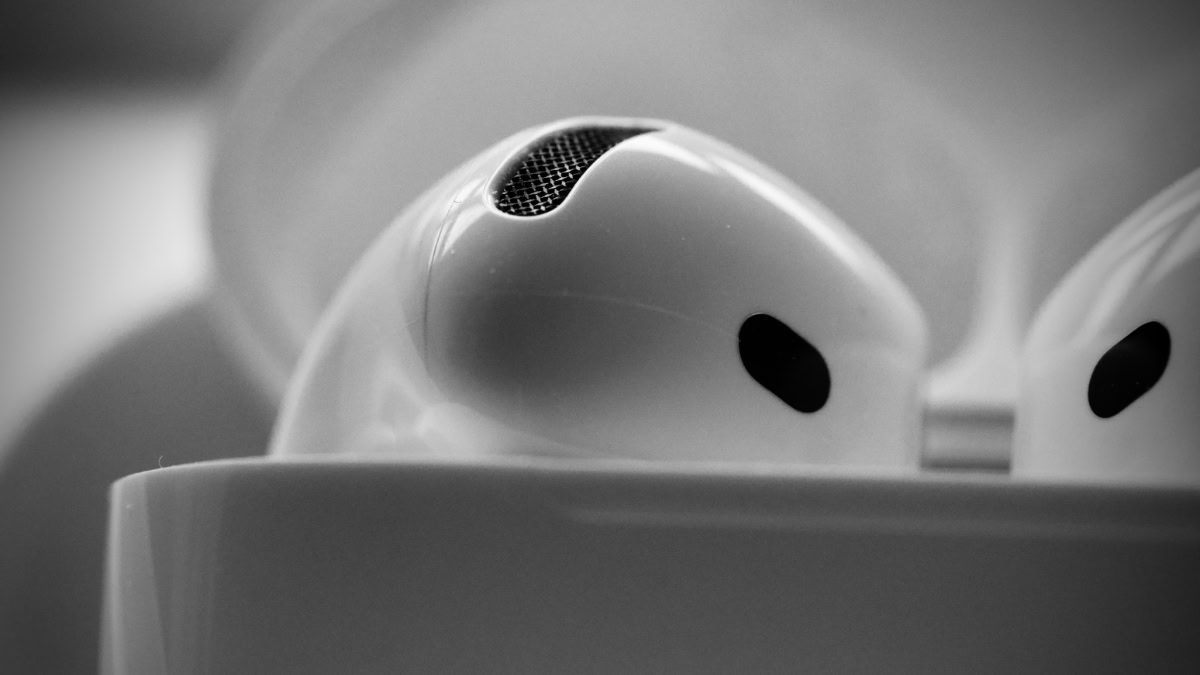 AirPod in doosje van heel dichtbij