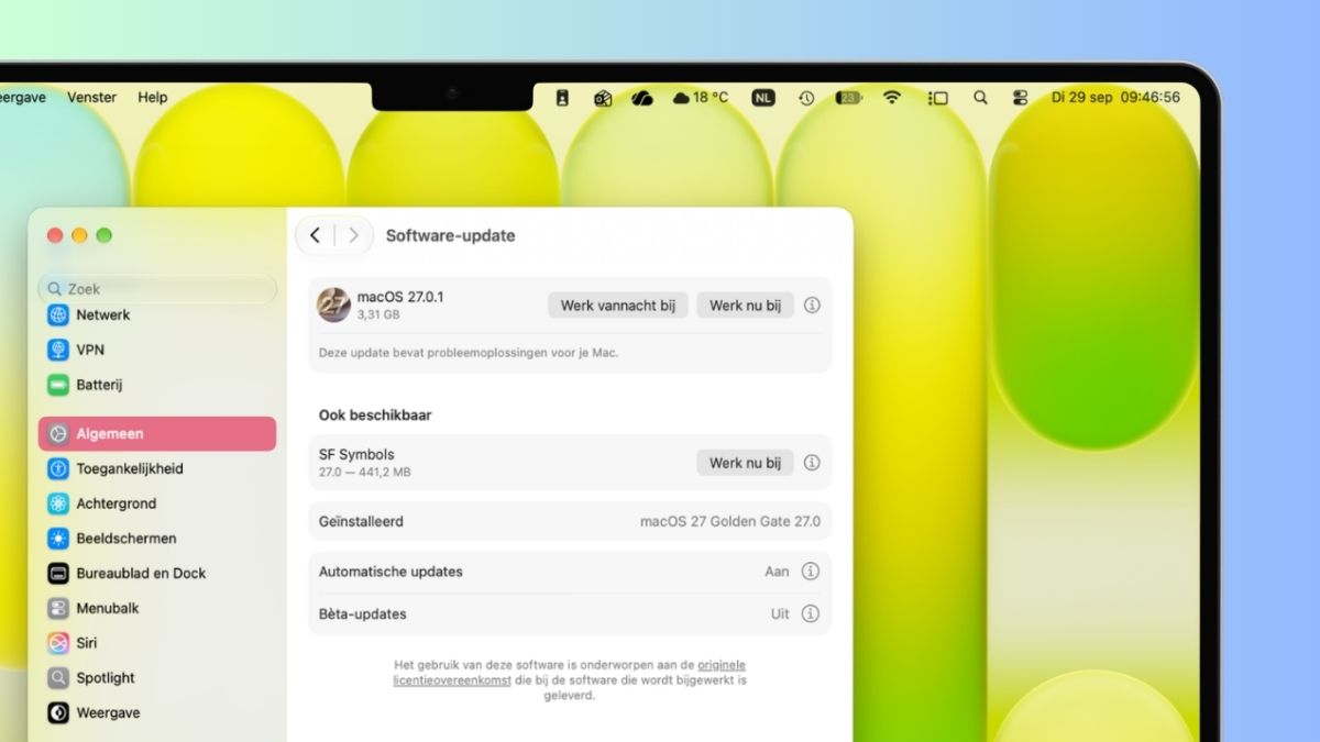 Mac met update voor macOS 27.0.1