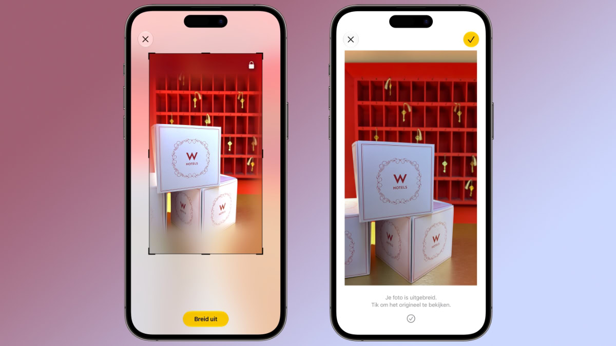 Twee iPhones met breid uit-functie