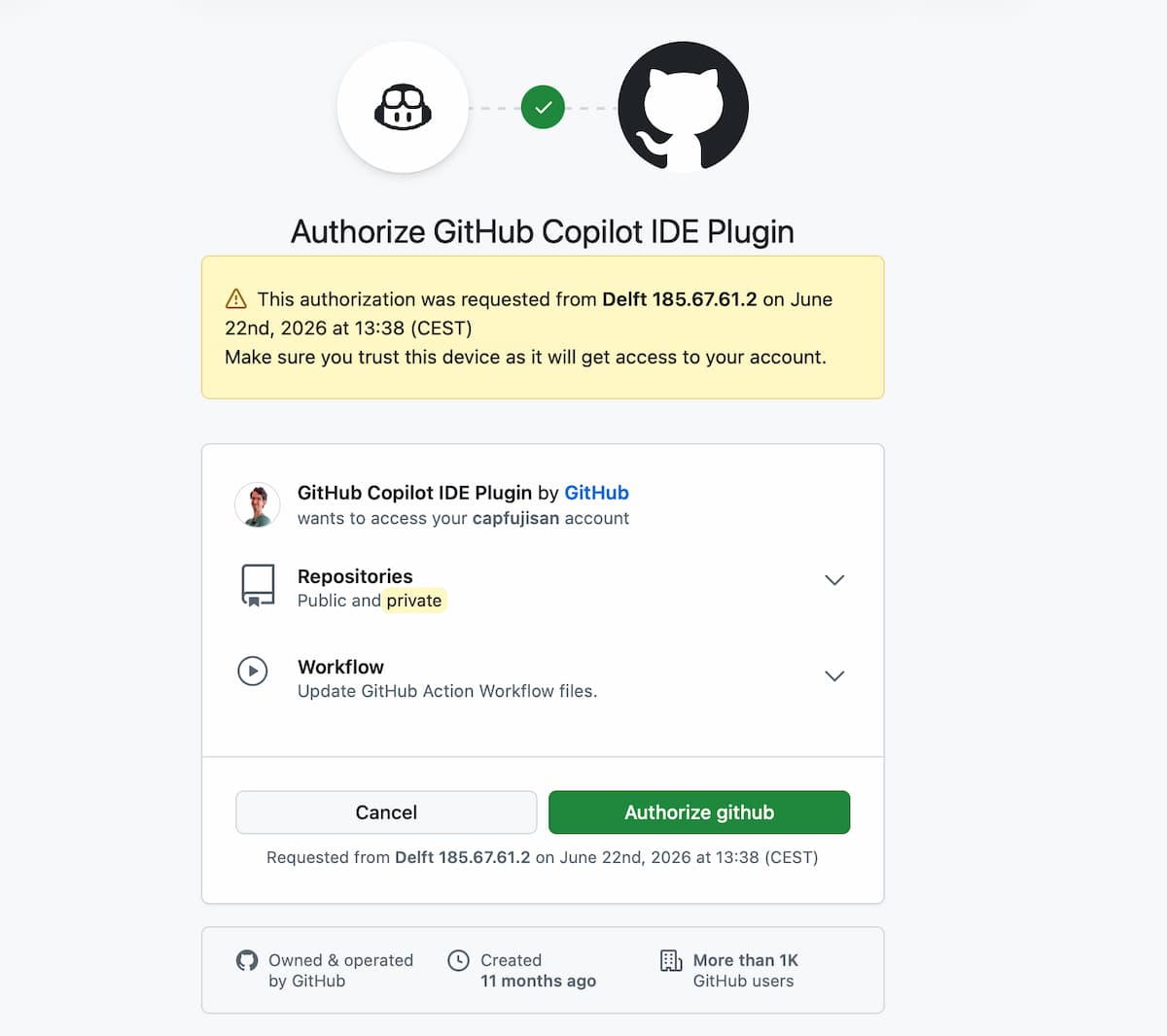 Instructiefoto: Log in met GitHub