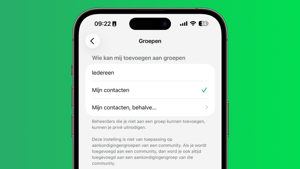 Instelling voor groepen in WhatsApp