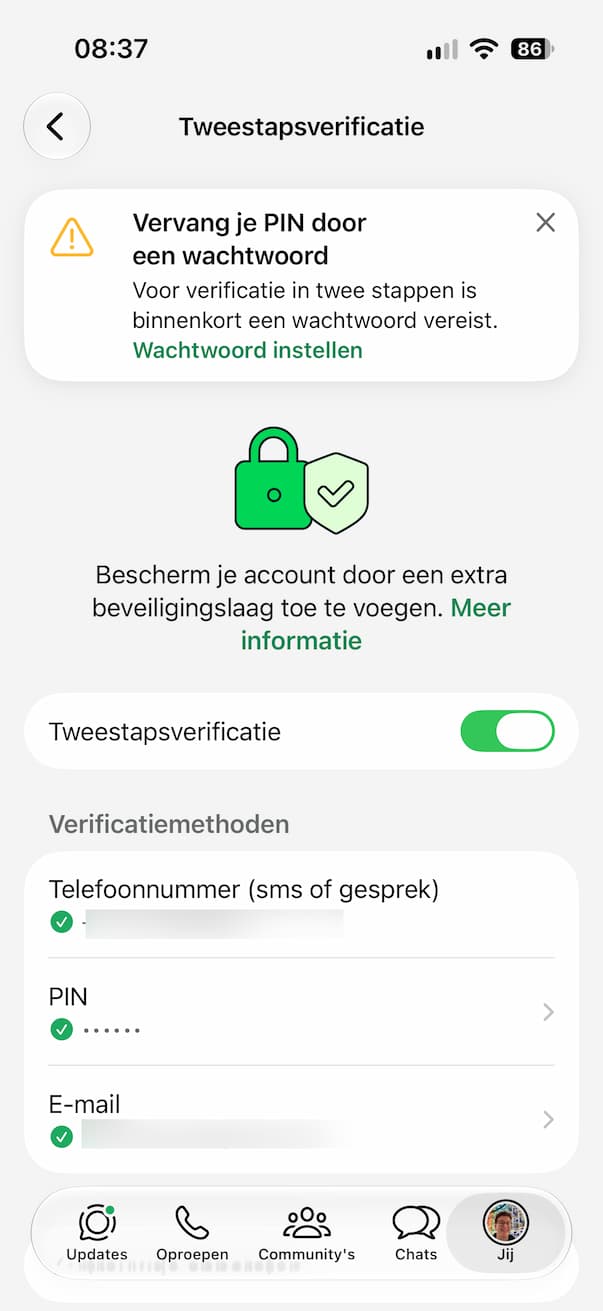 Whatsapp pincode