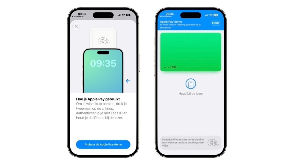Apple Pay demo in Instellingen