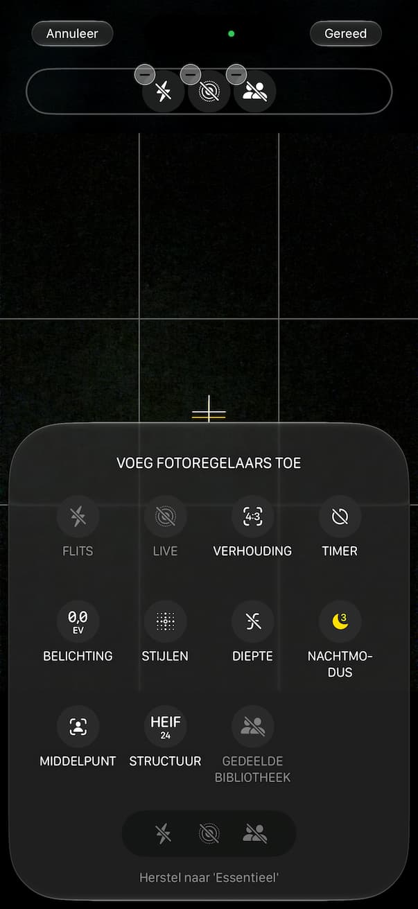 Cameraknoppen aanpassen