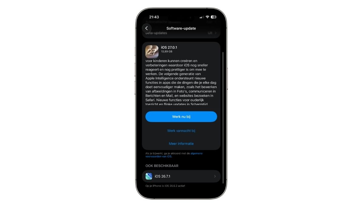 iOS 27.0.1 bovenaan