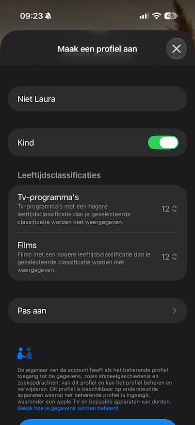 Profiel Apple TV aanmaken
