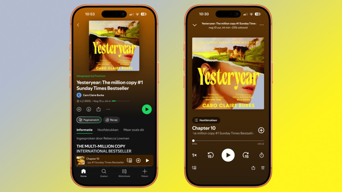 Twee iPhones met Yesteryear op Spotify